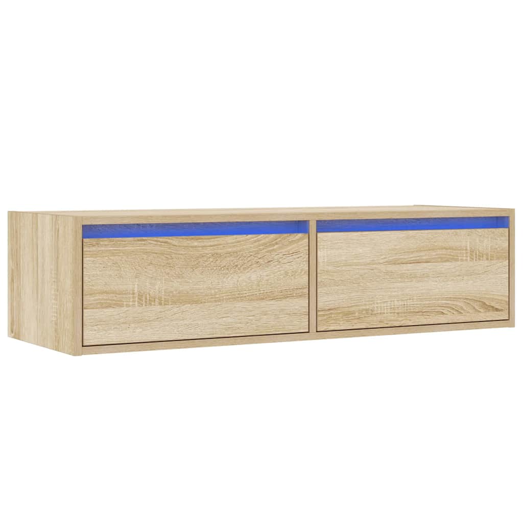 vidaXL Mueble de TV con luces LED roble sonoma 100X35,5x25 cm - Image 3