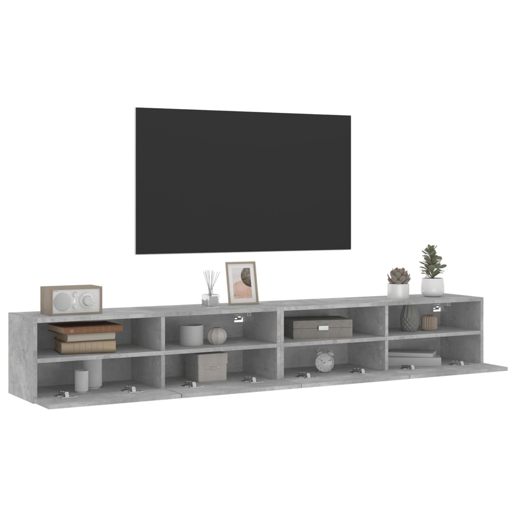 vidaXL Muebles de pared de TV 2 uds madera gris hormigón 100x30x30 cm - Image 5