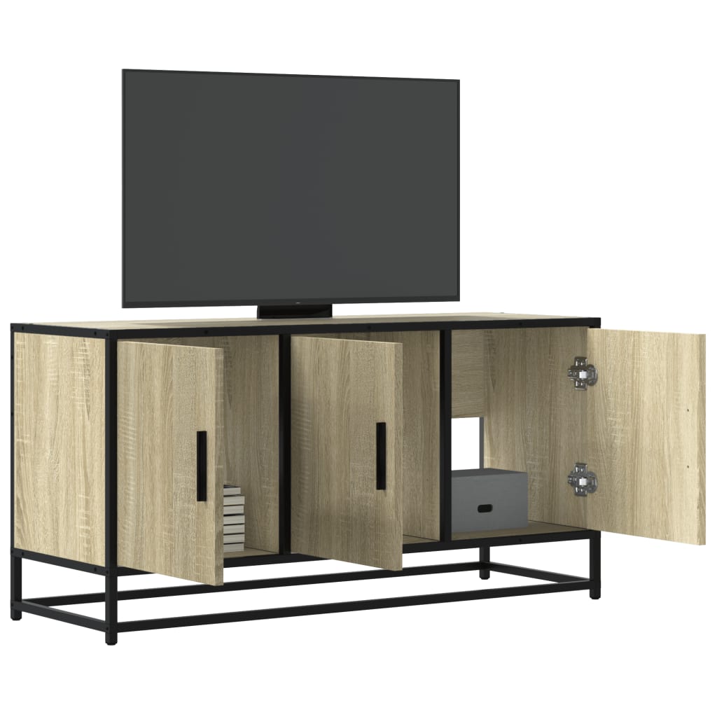 vidaXL Mueble TV madera ingeniería y metal roble Sonoma 100x35x50 cm