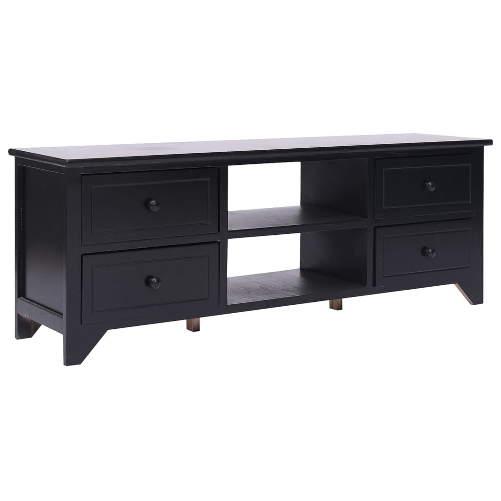 vidaXL Mueble para TV madera maciza de paulownia negro 108x30x40 cm