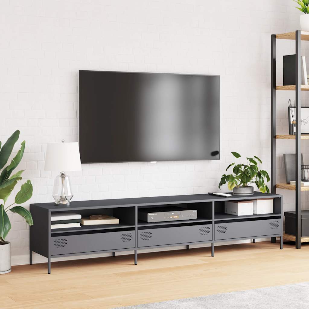 vidaXL Mueble de TV acero laminado en frío antracita 202x39x43,5 cm - Image 3