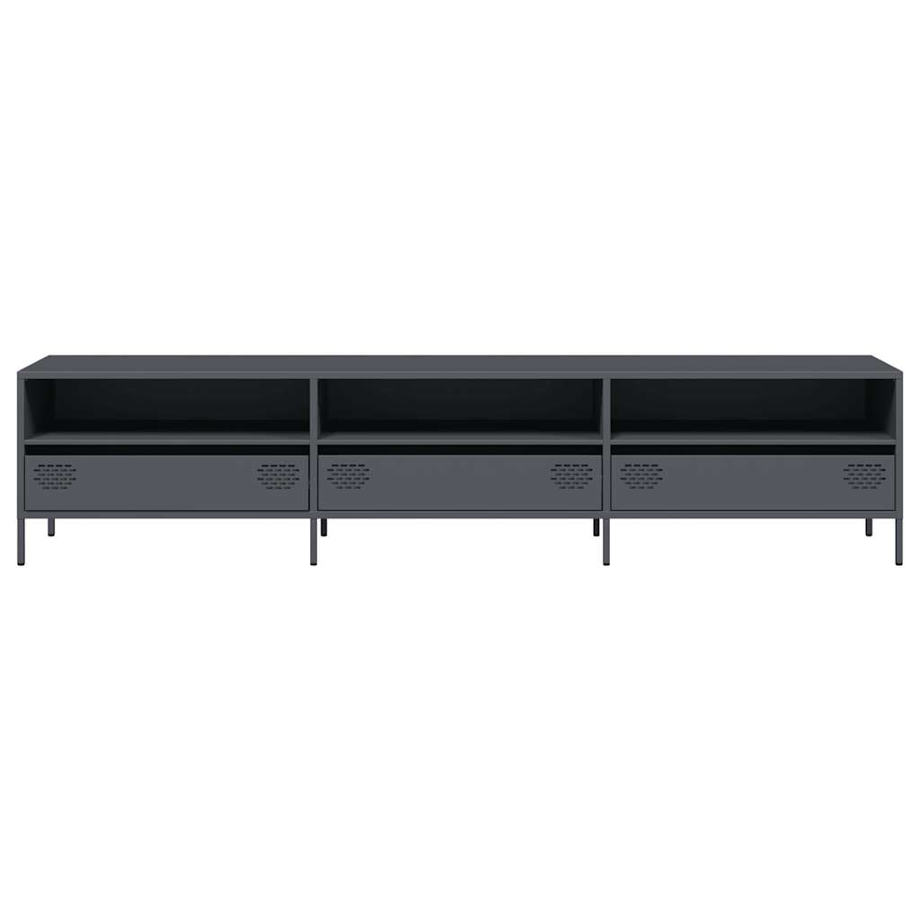 vidaXL Mueble de TV acero laminado en frío antracita 202x39x43,5 cm - Image 4