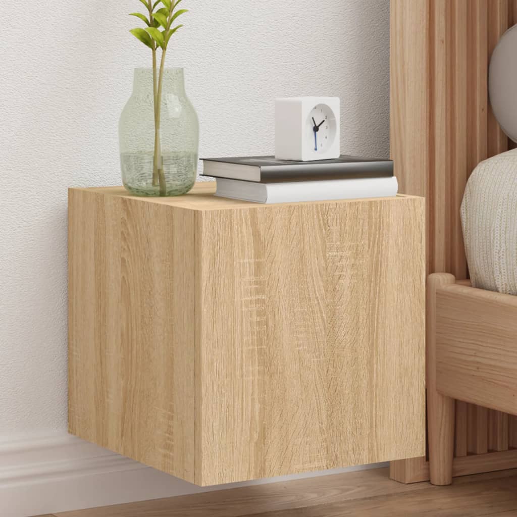 vidaXL Muebles de TV pared luces LED 2 uds roble Sonoma 30,5x35x30 cm