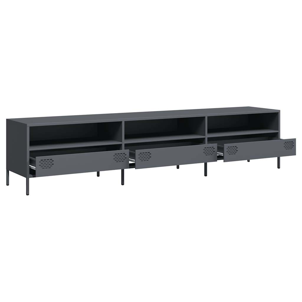 vidaXL Mueble de TV acero laminado en frío antracita 202x39x43,5 cm - Image 5
