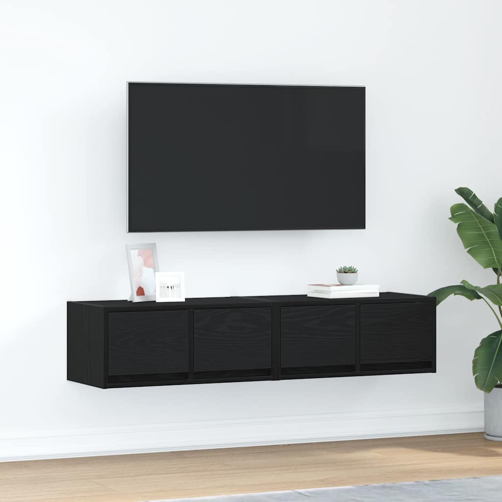 vidaXL Muebles de TV 2 uds Roble Negro 60x31x25,5 cm Madera ingeniería