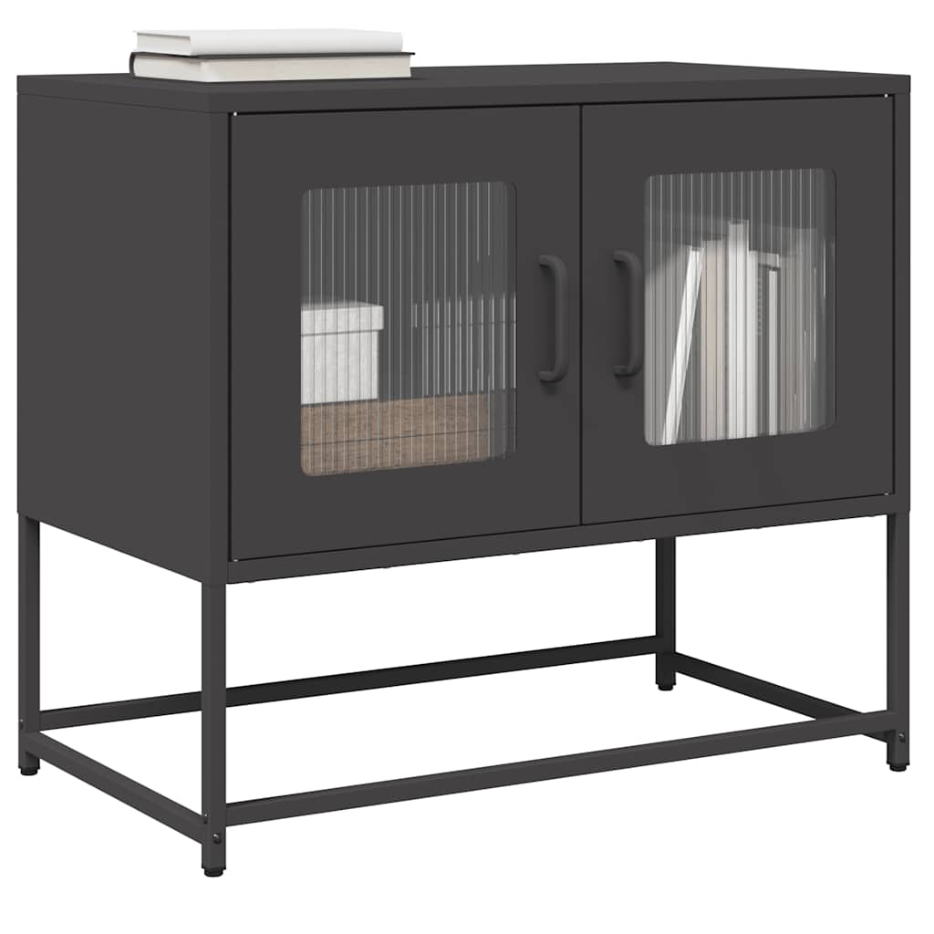 vidaXL Mueble para TV acero laminado en frío negro 68x39x60,5 cm