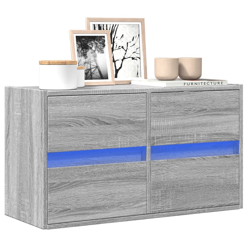 vidaXL Mueble de TV de pared con luces LED gris Sonoma 80x31x45 cm