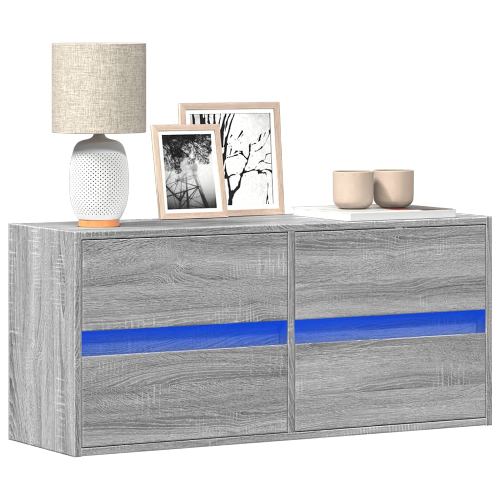 vidaXL Mueble de TV de pared con luces LED gris Sonoma 100x31x45 cm