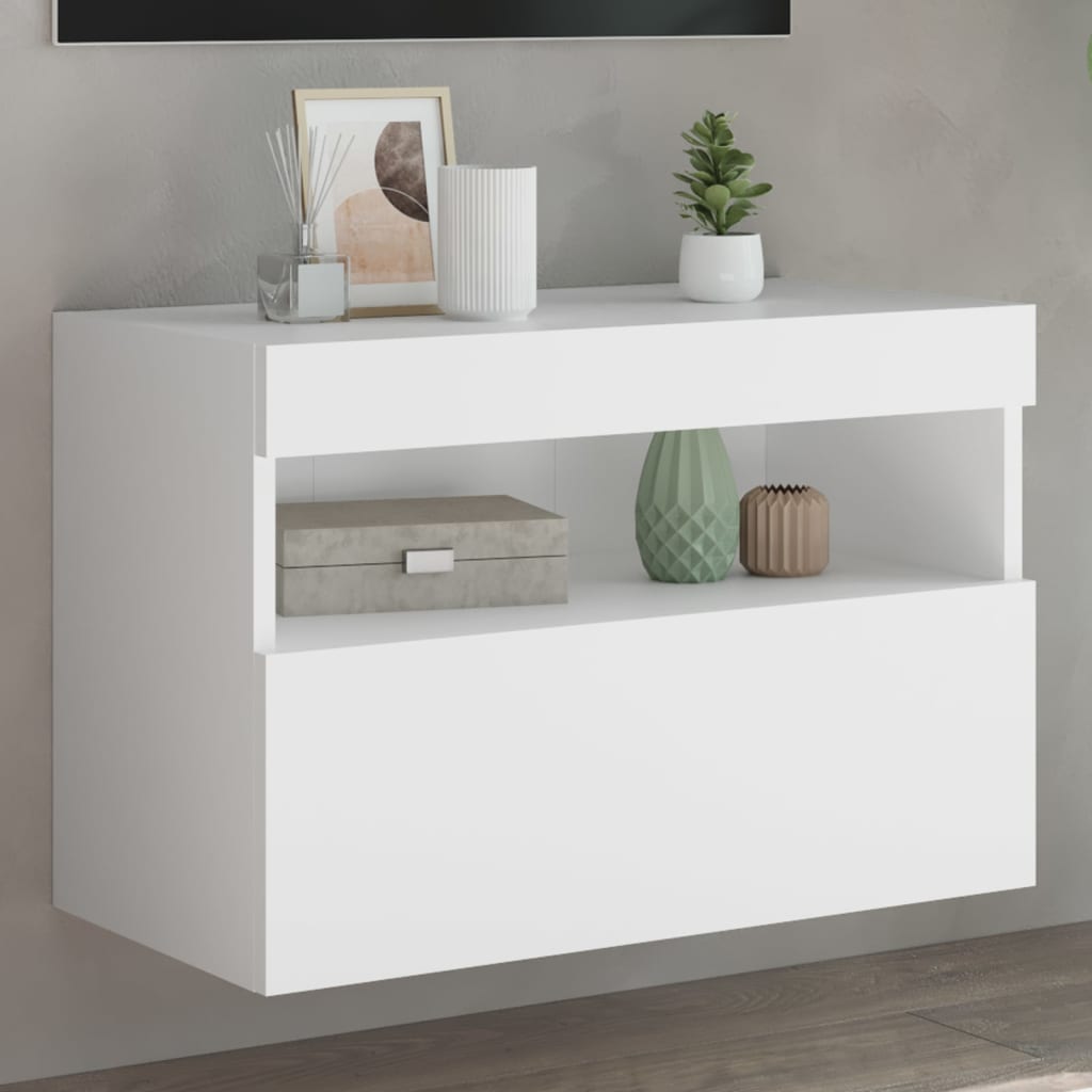 vidaXL Mueble de TV de pared con luces LED blanco 60x30x40 cm