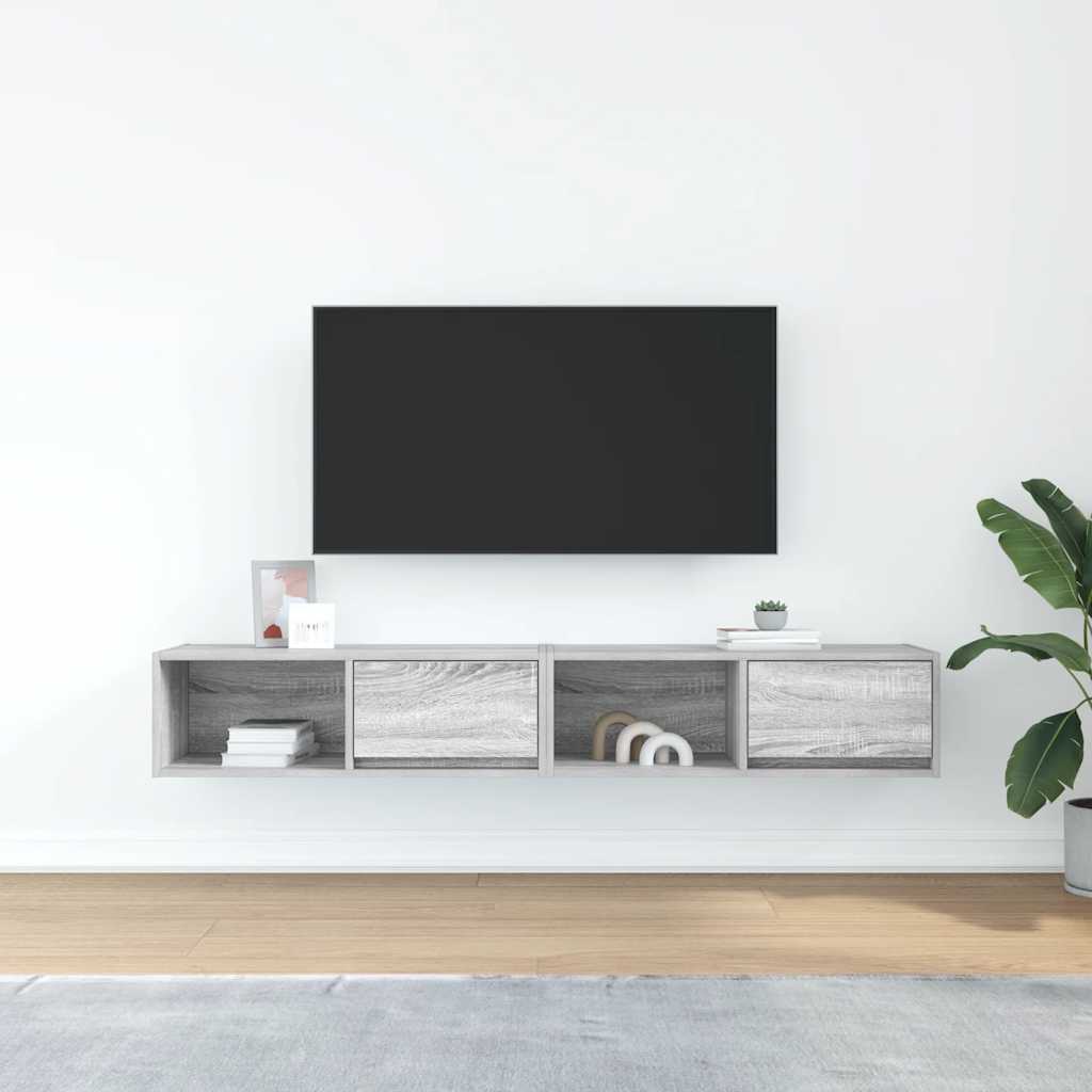 vidaXL Muebles de TV 2 uds madera ingeniería gris Sonoma 80x31x25,5 cm - Image 3
