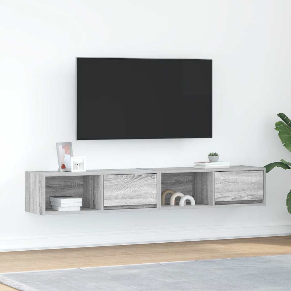 vidaXL Muebles de TV 2 uds madera ingeniería gris Sonoma 80x31x25,5 cm