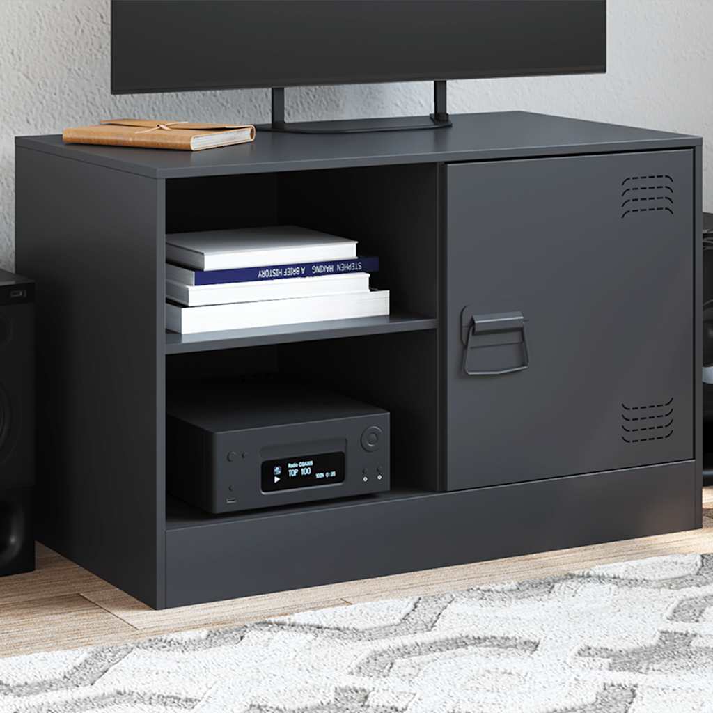 vidaXL Mueble para TV de acero negro 67x39x44 cm