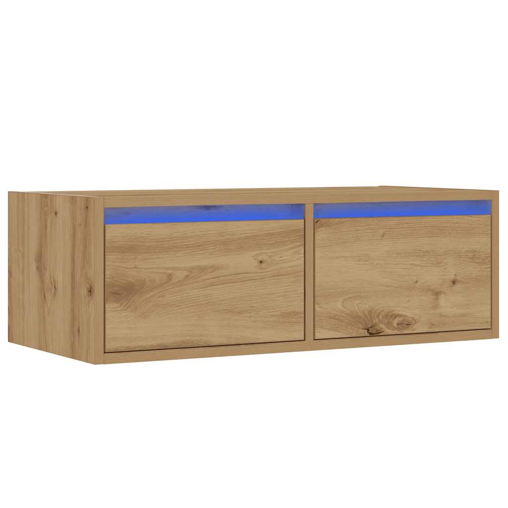 vidaXL Mueble de TV con luces LED roble artisan 75x35,5x25 cm - Image 3