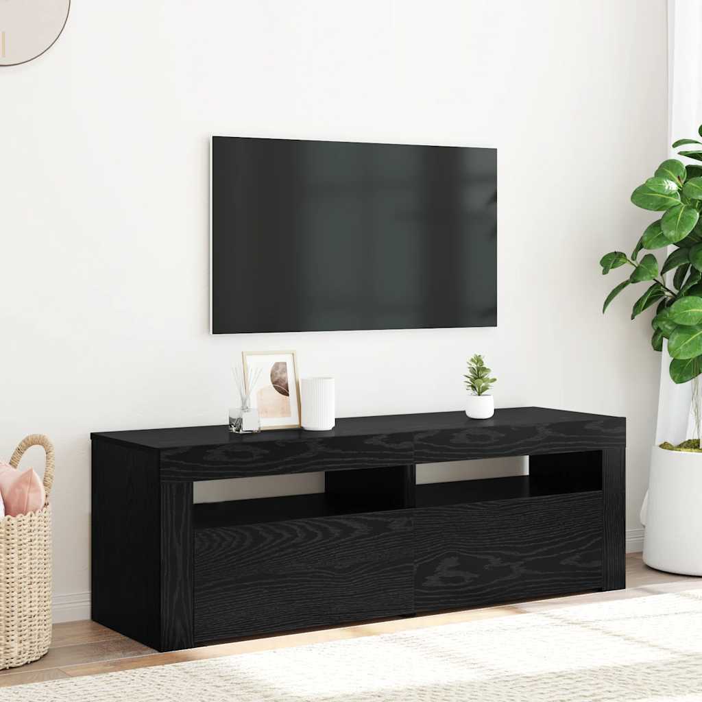 vidaXL Mueble de TV con luces LED roble negro 120x35x40 cm