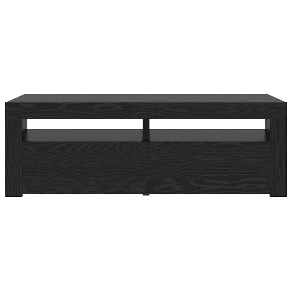 vidaXL Mueble de TV con luces LED roble negro 120x35x40 cm - Image 6
