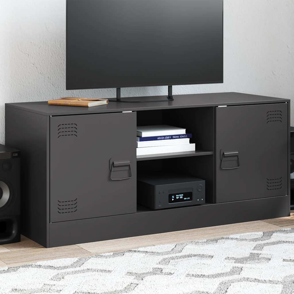 vidaXL Mueble para TV de acero negro 99x39x44 cm