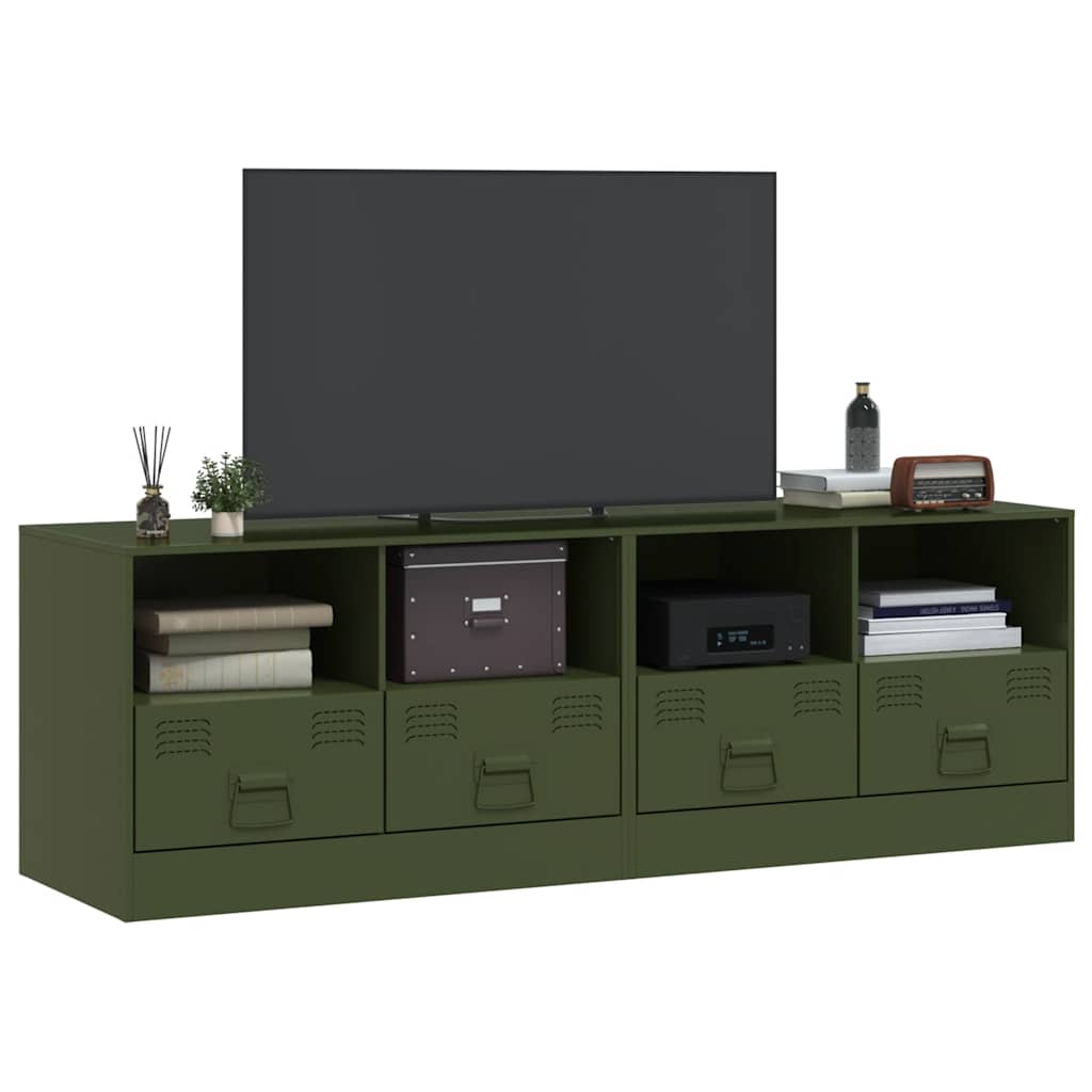 vidaXL Muebles para TV 2 unidades acero verde oliva 67x39x44 cm - Image 3
