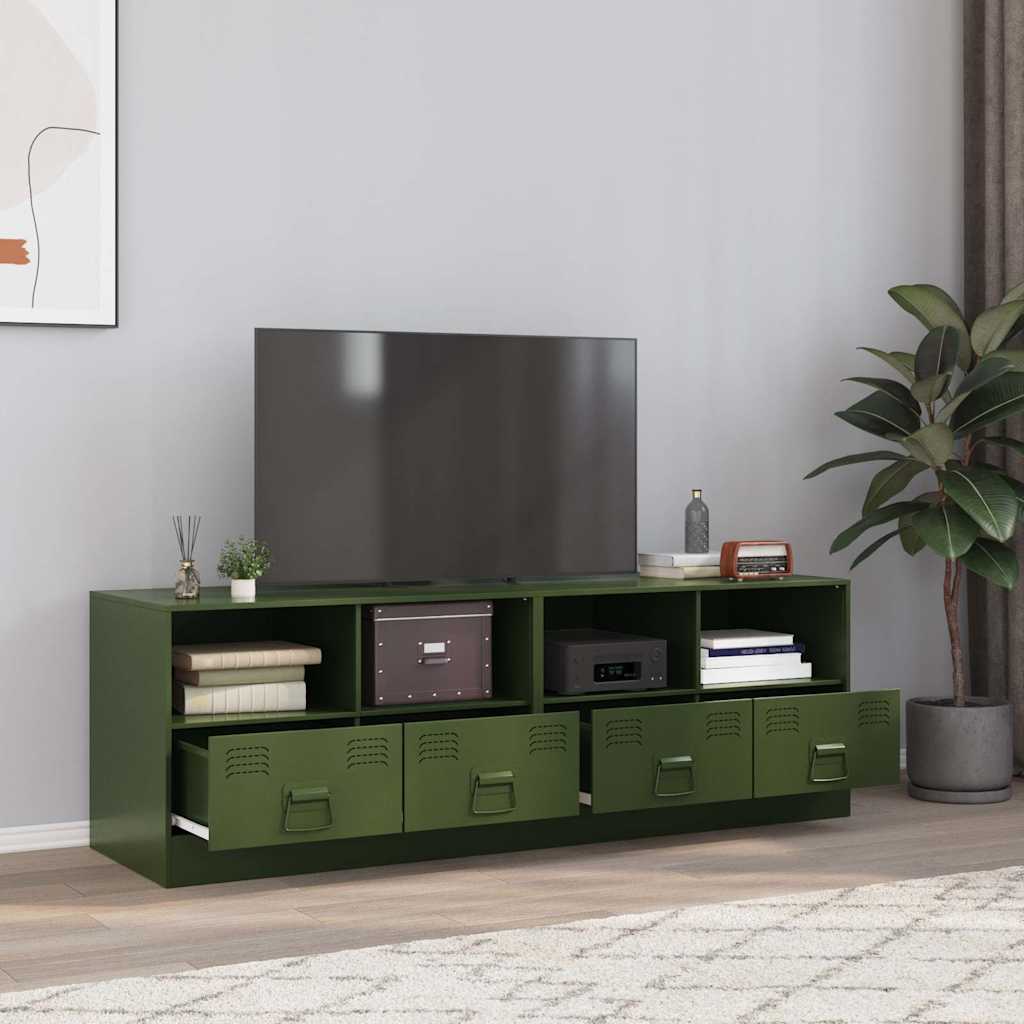 vidaXL Muebles para TV 2 unidades acero verde oliva 67x39x44 cm
