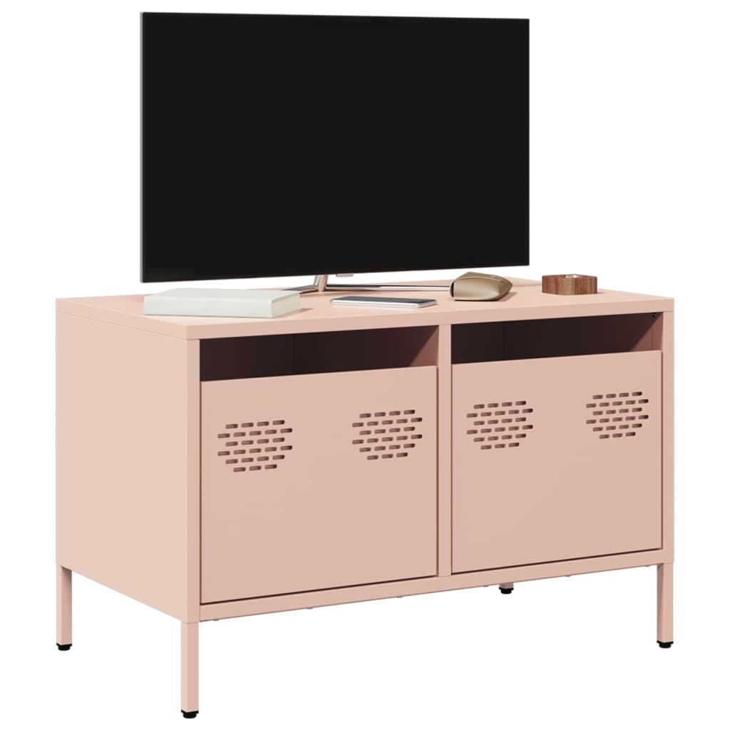 vidaXL Mueble para TV acero laminado en frío rosa 68x39x43,5 cm