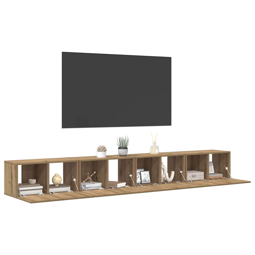 vidaXL Conjunto de mueble de TV 4 pcs Roble artesanal 60 x 30 x 30 cm - Image 3