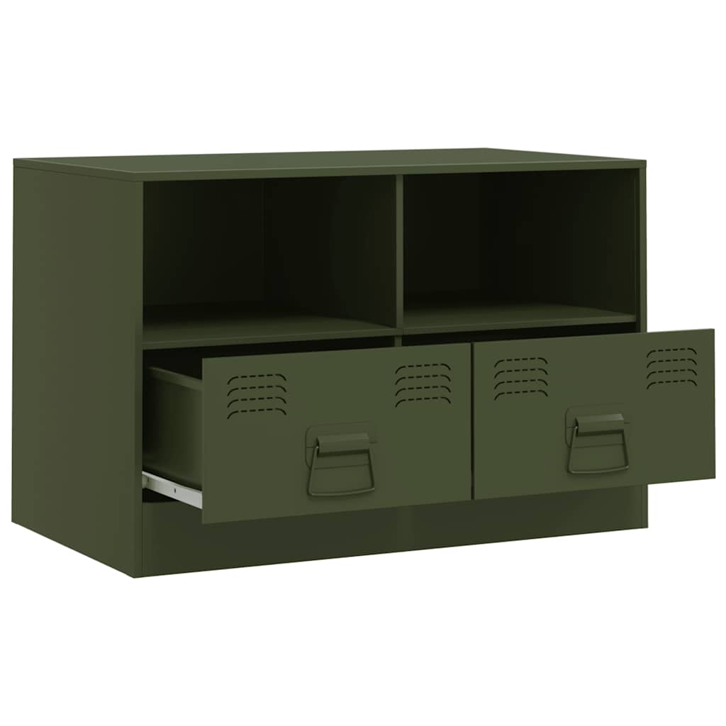 vidaXL Muebles para TV 2 unidades acero verde oliva 67x39x44 cm - Image 6