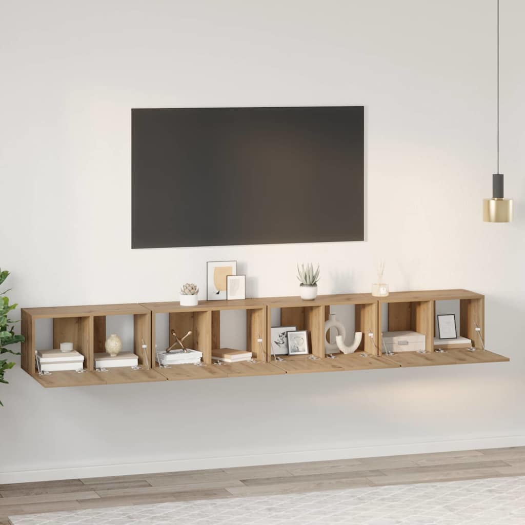 vidaXL Conjunto de mueble de TV 4 pcs Roble artesanal 60 x 30 x 30 cm