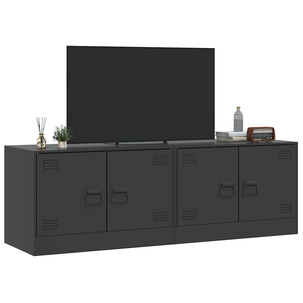 vidaXL Muebles para TV 2 unidades acero negro 67x39x44 cm - Image 4