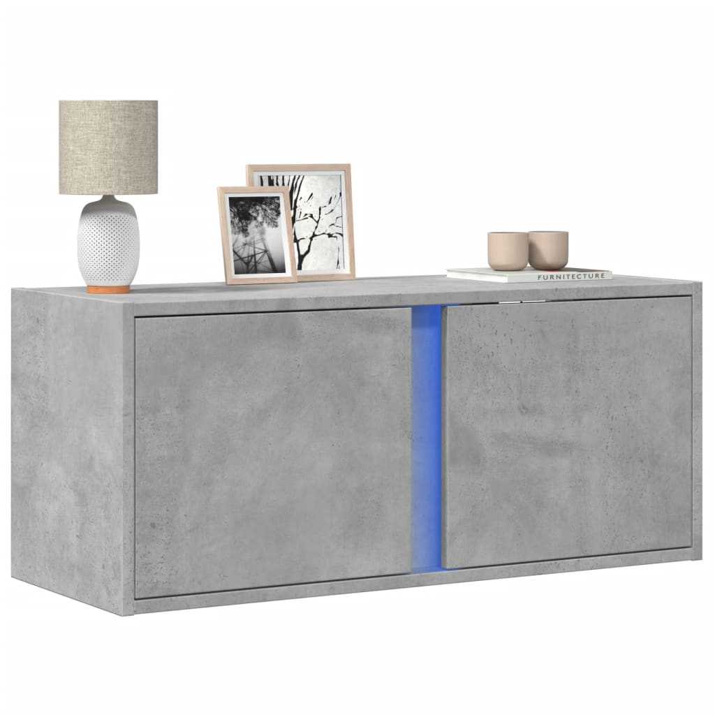 vidaXL Mueble de TV de pared con luces LED gris hormigón 80x31x35 cm