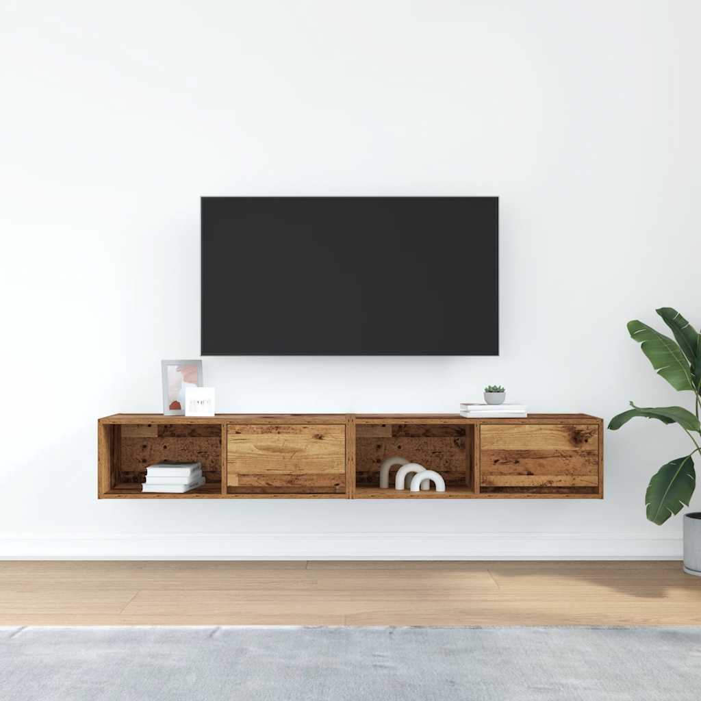 vidaXL Muebles de TV 2 uds 80x31x25,5 cm Madera ingeniería envejecida - Image 3
