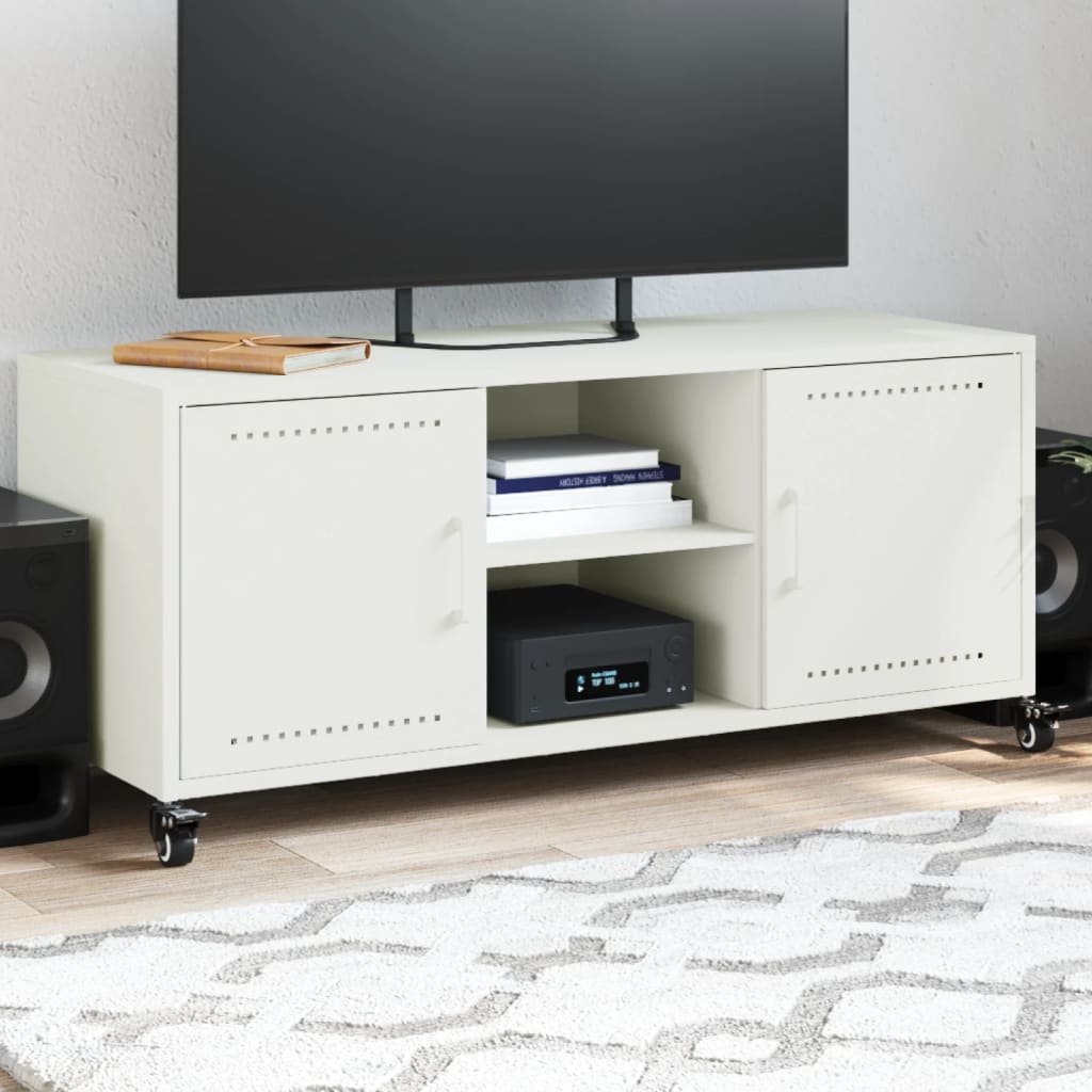 vidaXL Mueble de TV acero blanco 100,5x39x43,5 cm