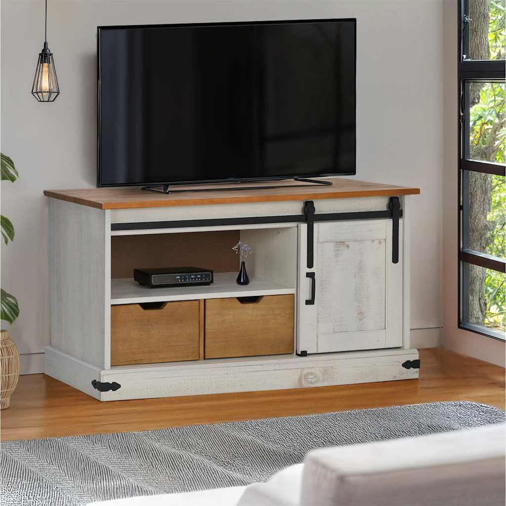 vidaXL Mueble de TV HALDEN con puerta corredera blanco 110x40x60 cm