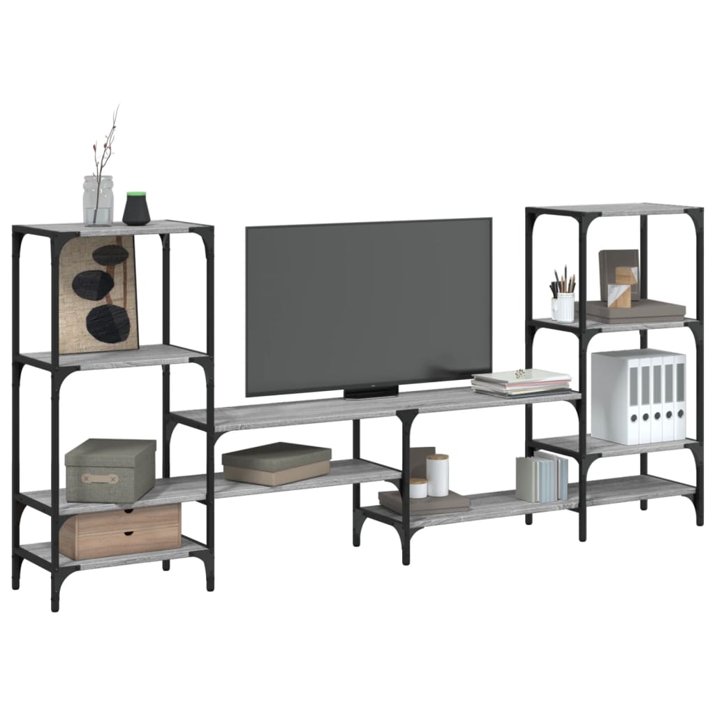 vidaXL Mueble de TV madera de ingeniería gris Sonoma 206,5x28,5x95 cm