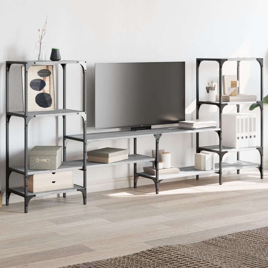 vidaXL Mueble de TV madera de ingeniería gris Sonoma 206,5x28,5x95 cm - Image 3