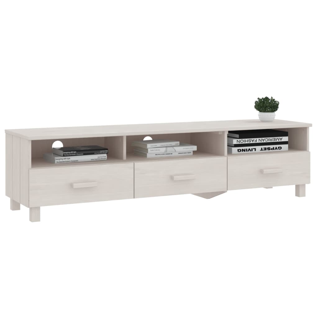 vidaXL Mueble de TV HAMAR madera maciza de pino blanco 158x40x40 cm - Image 6