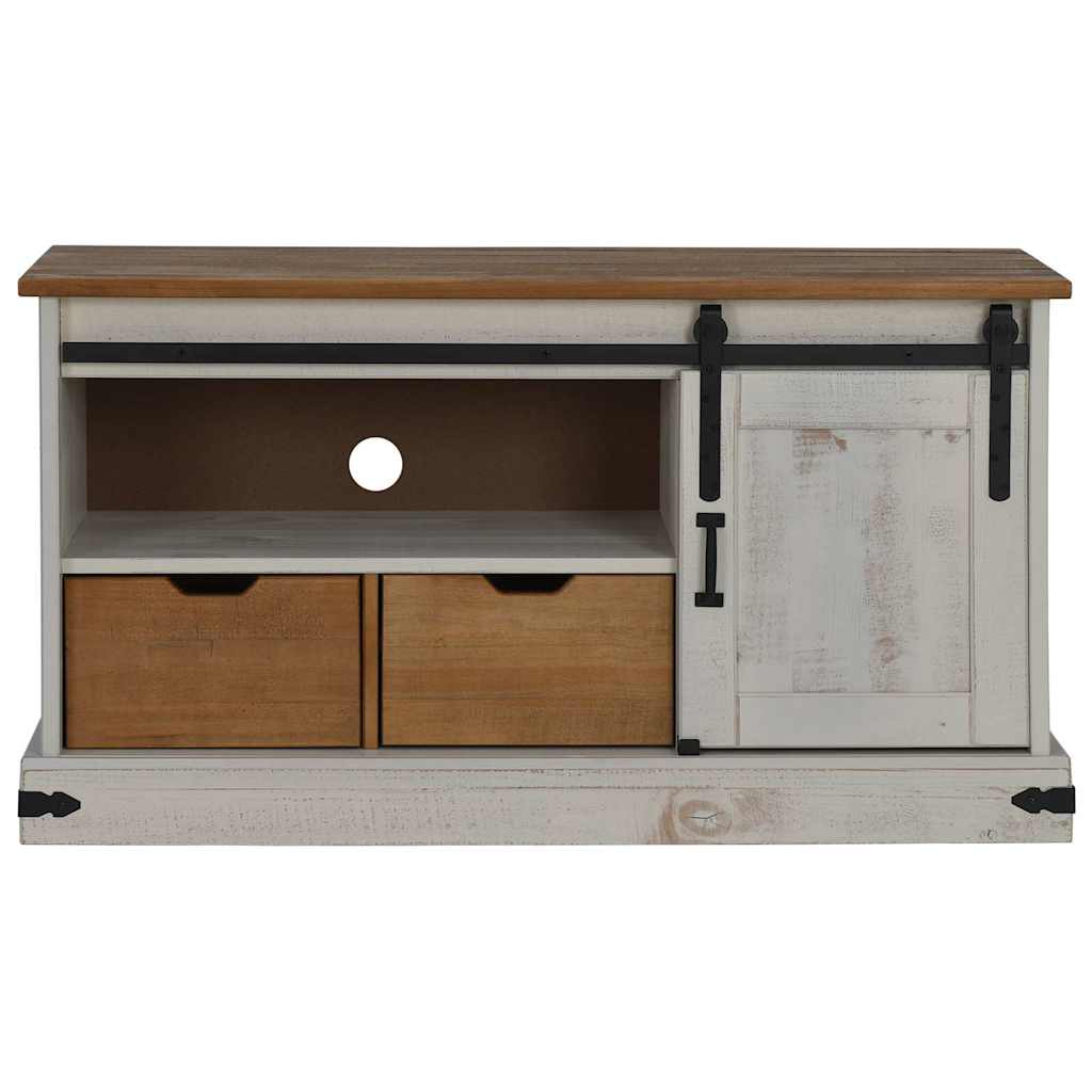 vidaXL Mueble de TV HALDEN con puerta corredera blanco 110x40x60 cm - Image 3