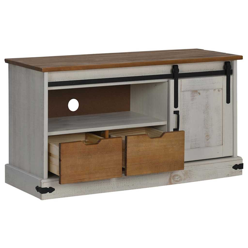 vidaXL Mueble de TV HALDEN con puerta corredera blanco 110x40x60 cm - Image 4