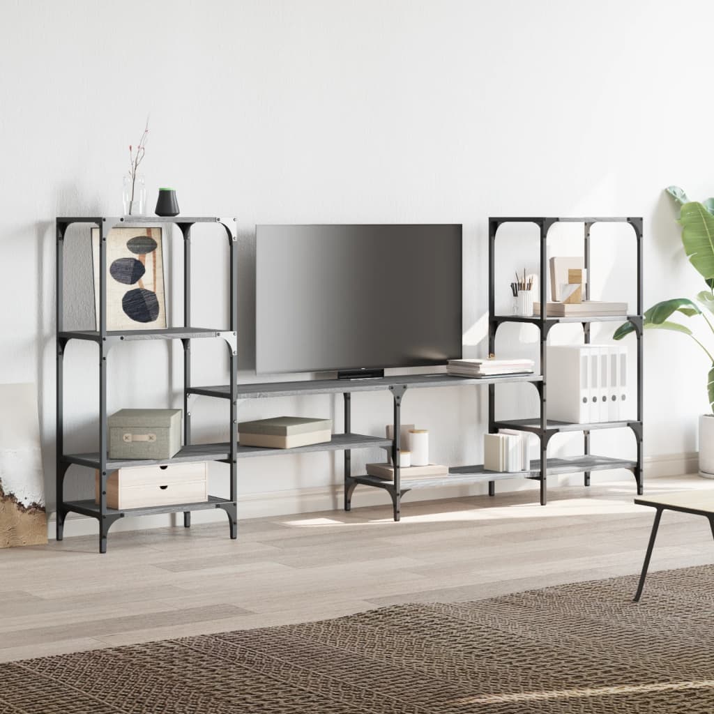 vidaXL Mueble de TV madera de ingeniería gris Sonoma 206,5x28,5x95 cm - Image 4