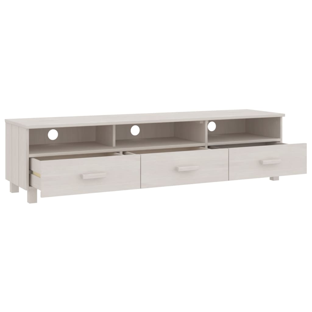 vidaXL Mueble de TV HAMAR madera maciza de pino blanco 158x40x40 cm - Image 5