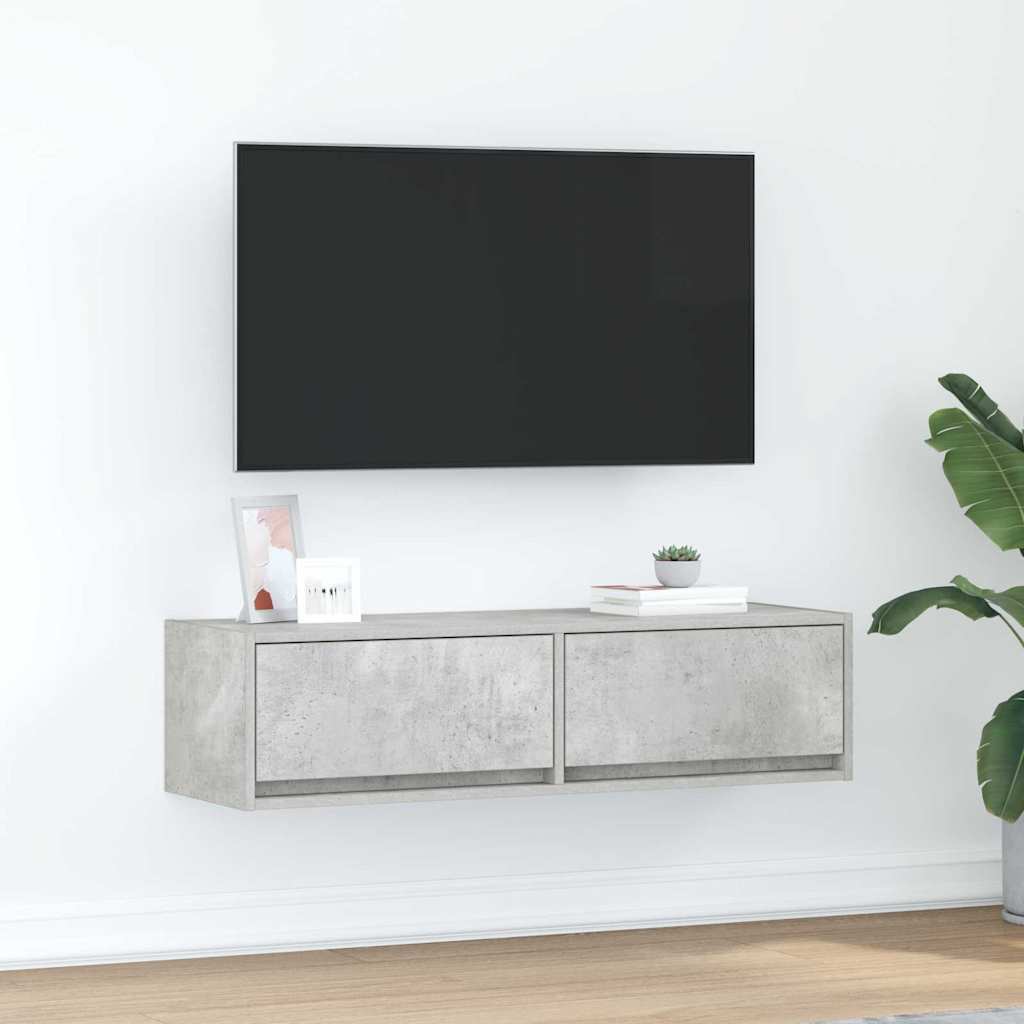 vidaXL Gabinete de TV con cajón Gris hormigón 100 x 31 x 25.5 cm