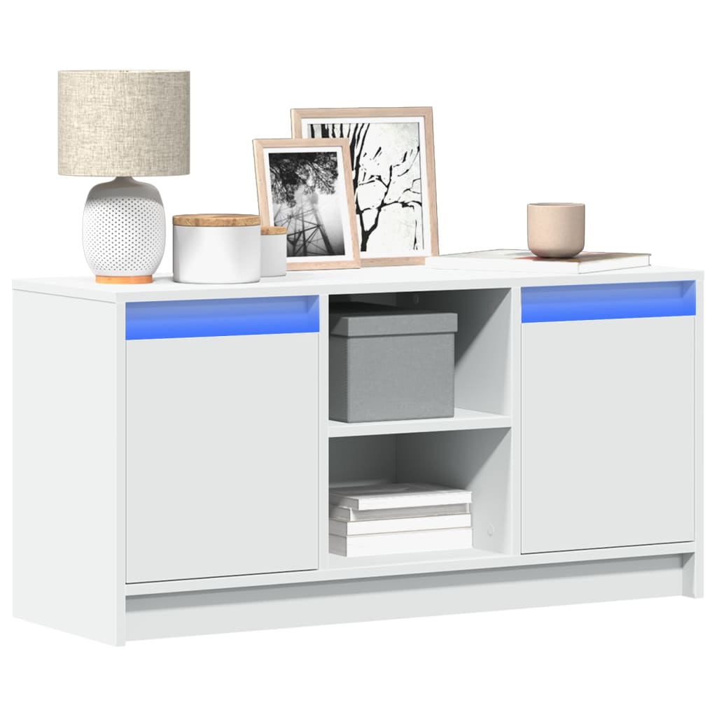 vidaXL Mueble de TV con LED madera de ingeniería blanco 100x34x50 cm