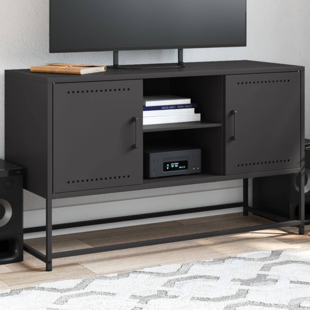 vidaXL Mueble para TV de acero negro 100,5x39x60,5 cm