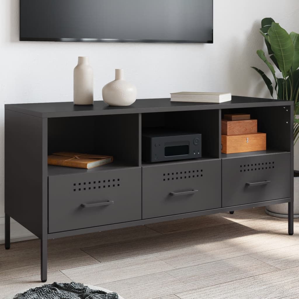vidaXL Mueble para TV acero negro 100,5x39x50,5 cm