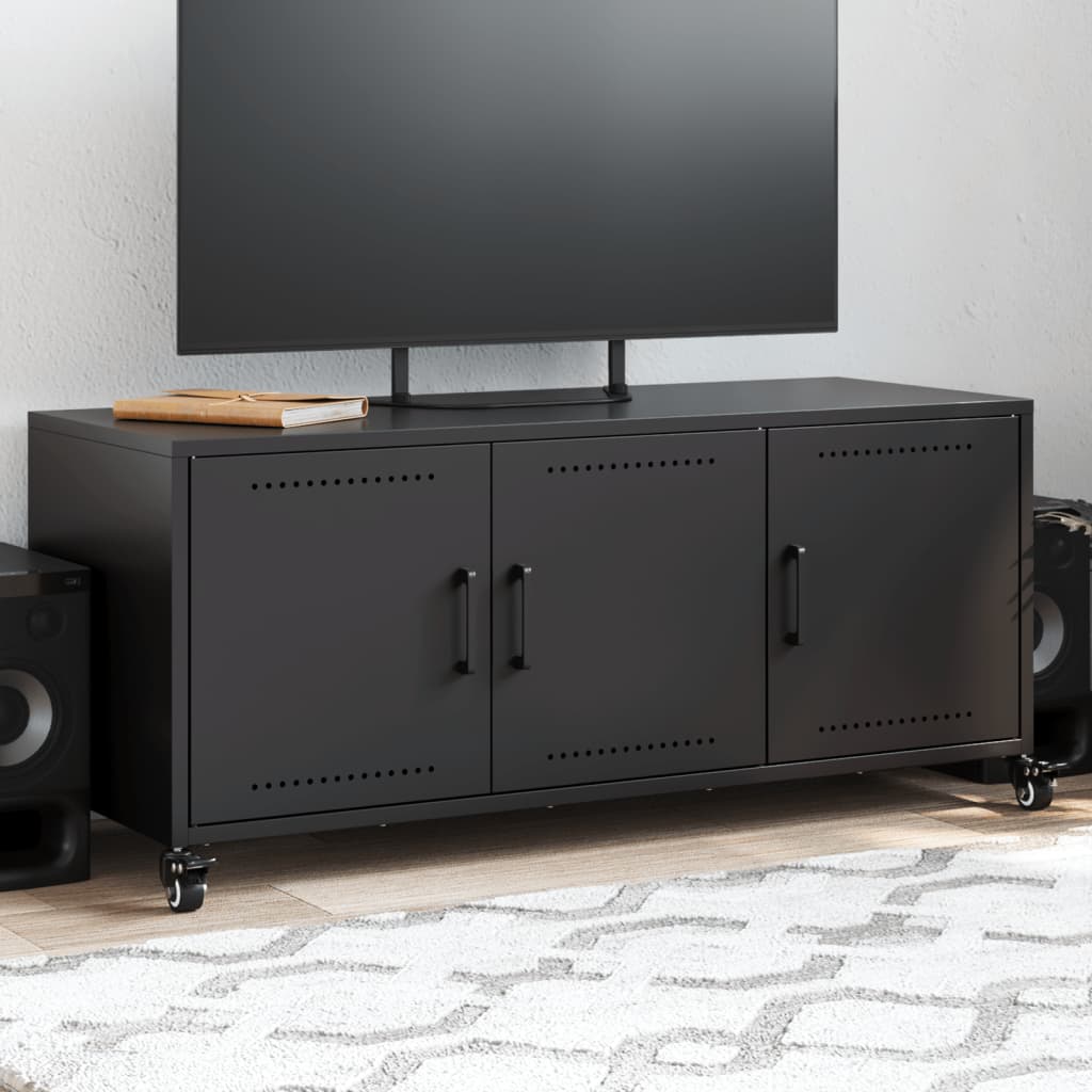 vidaXL Mueble para TV acero negro 100,5x39x43,5 cm