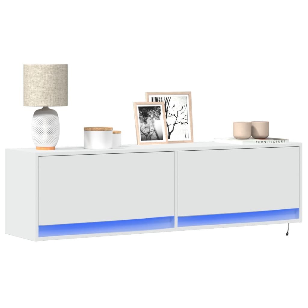 vidaXL Mueble de TV de pared con luces LED blanco 140x31x38 cm