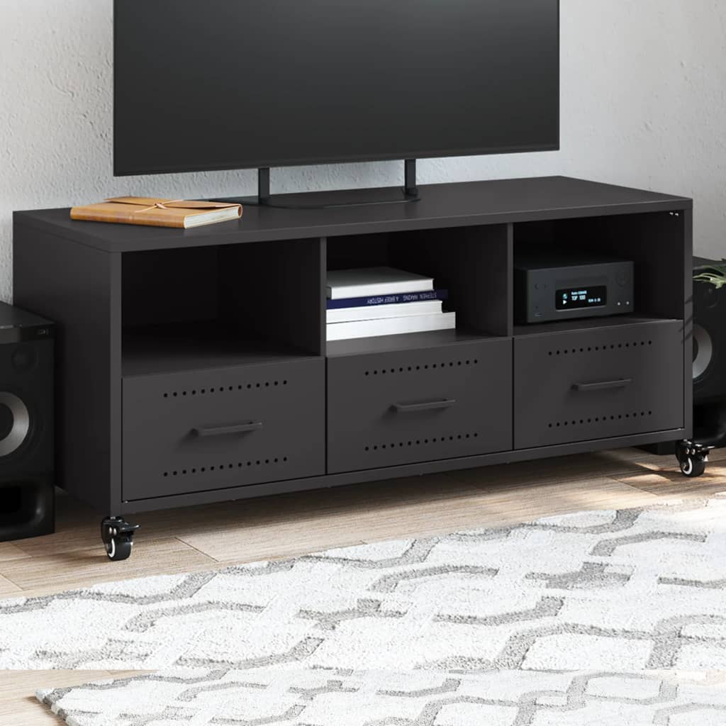 vidaXL Mueble de TV acero negro 100,5x39x43,5 cm