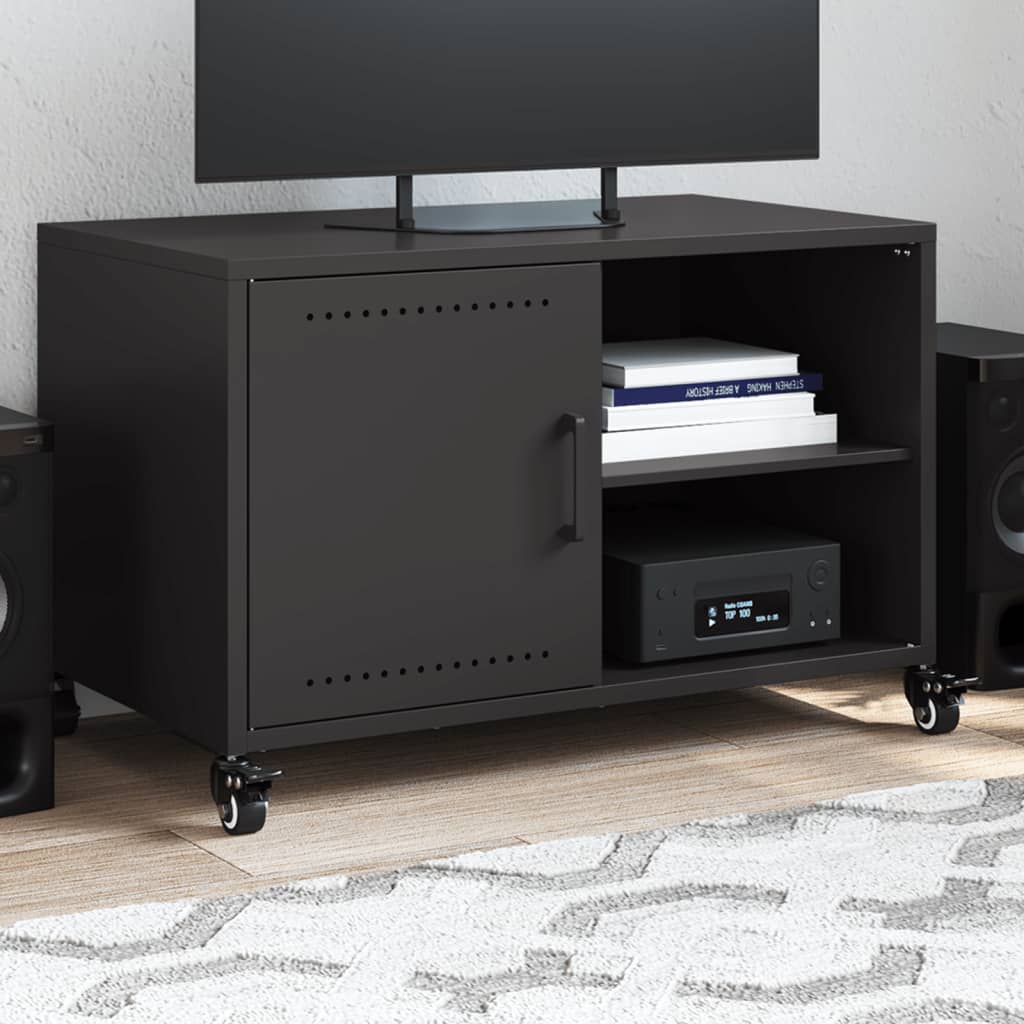 vidaXL Mueble de TV acero negro 68x39x43,5 cm