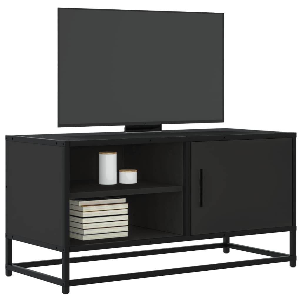 vidaXL Mueble de TV madera de ingeniería y metal negro 80x34,5x40 cm