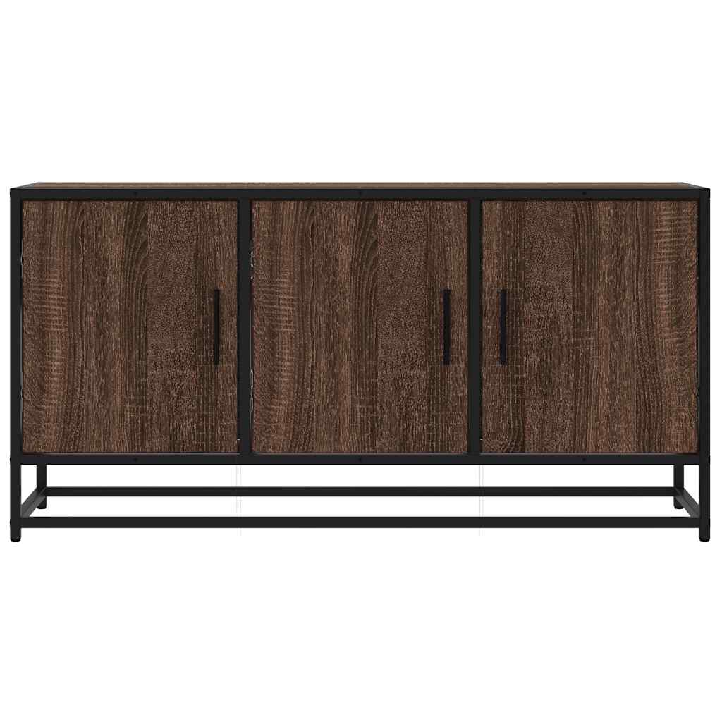 vidaXL Mueble TV madera ingeniería y metal marrón roble 100x35x50 cm - Image 4