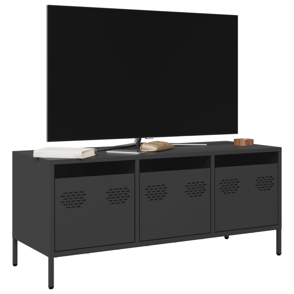 vidaXL Mueble para TV acero laminado en frío negro 101,5x39x43,5 cm