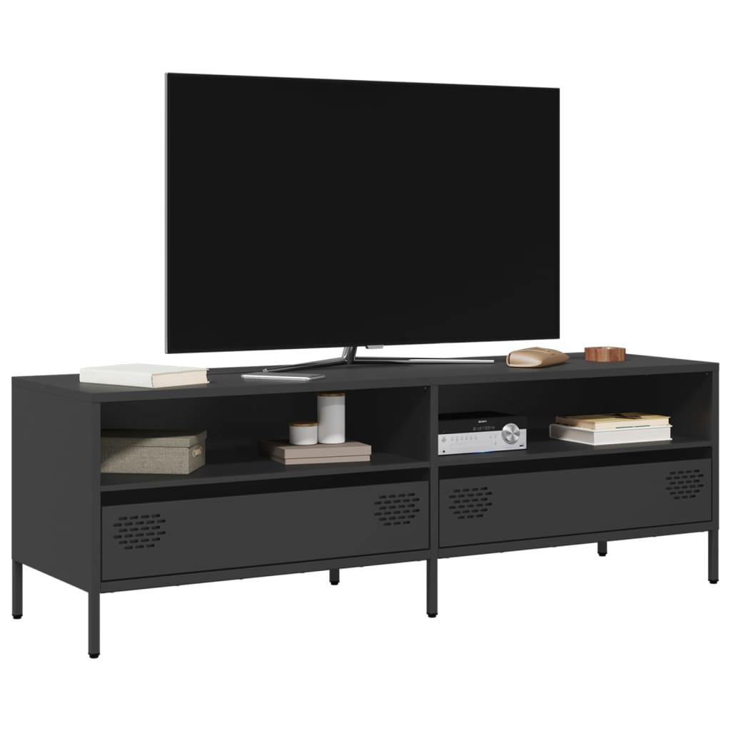 vidaXL Mueble para TV acero laminado en frío negro 135x39x43,5 cm